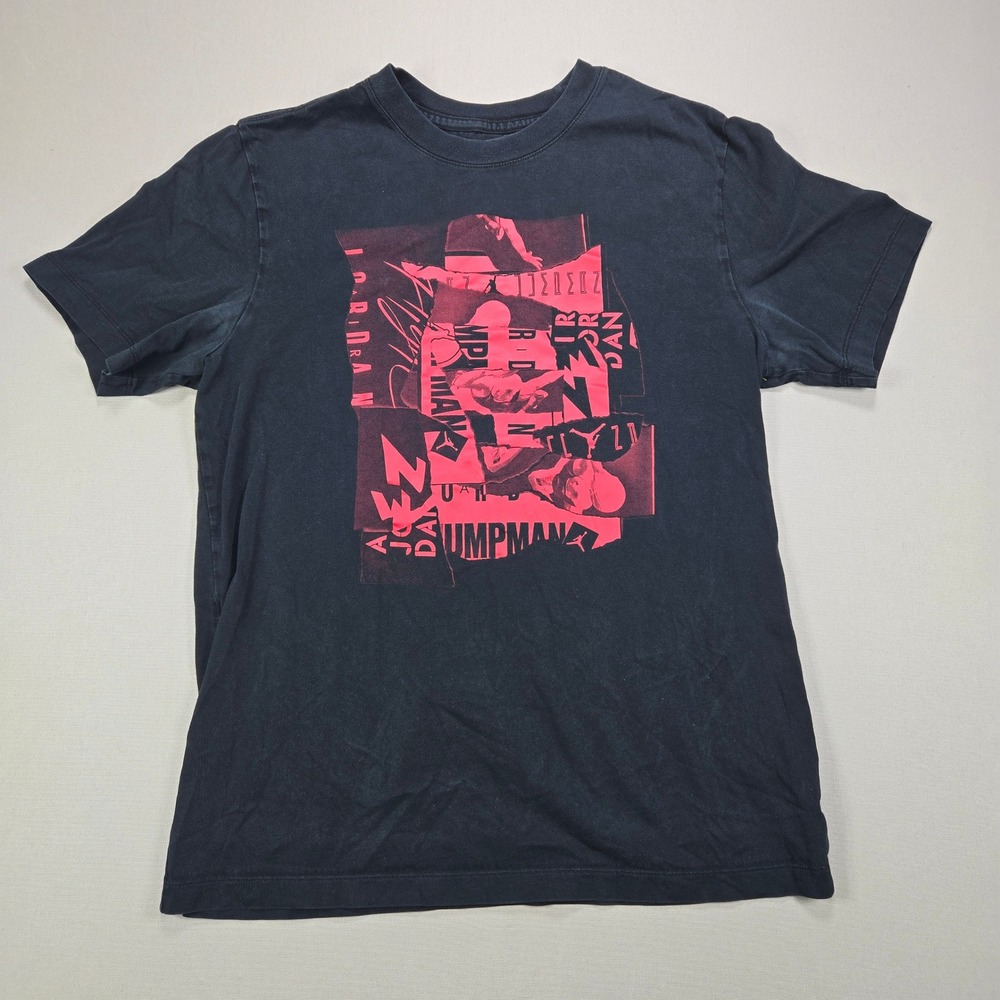 Jordan Brand Men's Graphic‎ T Shirt Black Red Jumpman Collage Print Size M